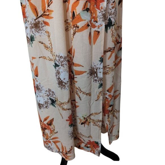 Simplee Floral Halter Maxi Dress Womens Size Medium Orange V Neck Open Back NEW - Picture 4 of 11
